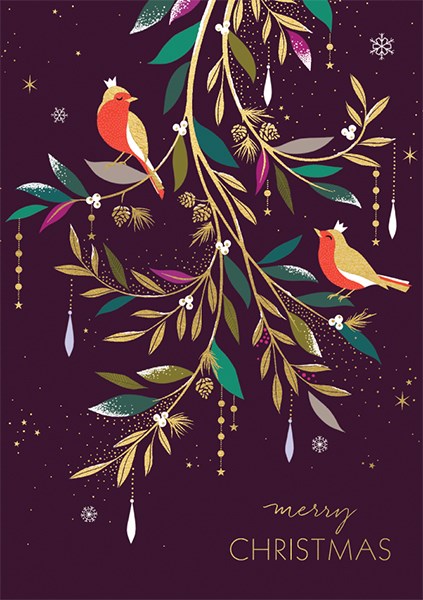 Merry Christmas Robins Card Sara Miller London